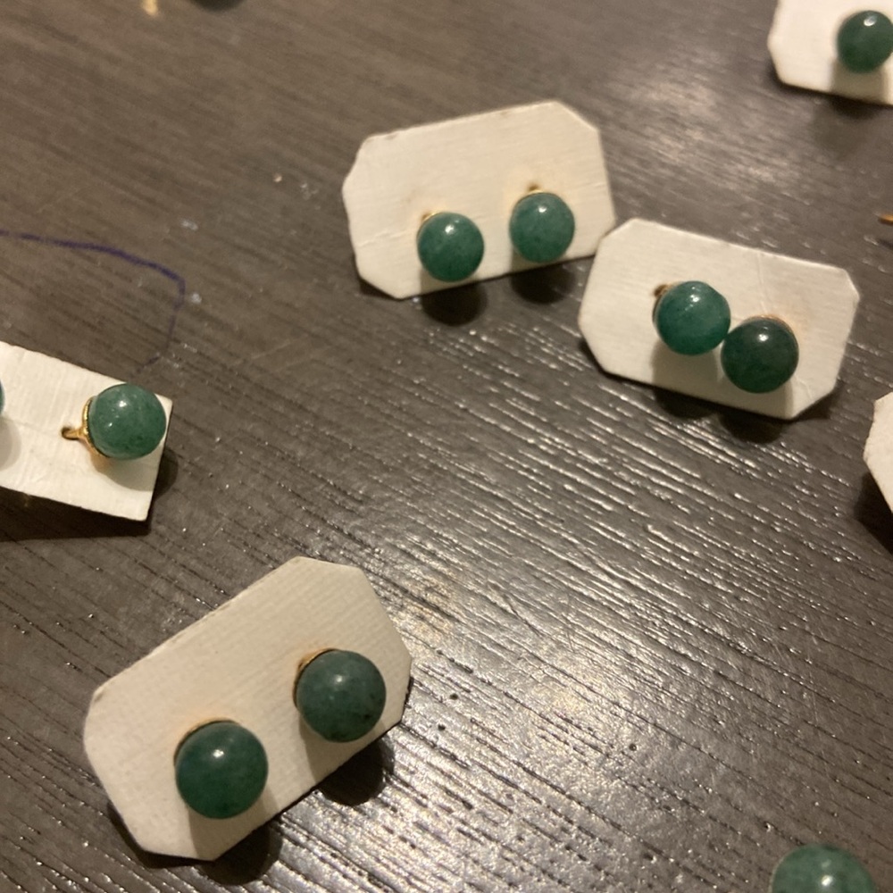 Jade Small Studed Earrings - Picture 4 of 4
